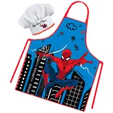 Sorrisini Kinderschürze Kochmütze für Kinder Spiderman, Kochmütze Kinder, Kinderschürze Jungen, Verstellbare Kinderschürzen zum Backen, Malen, 3-8 Jahre - 3-8 Jahre