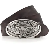 Mustang Koppelgürtel Leder 4 cm Braun 105