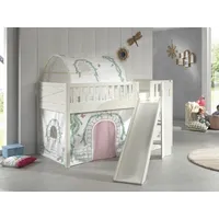 Set Spielbett Rutsche Vorhang Lattenrost Hochbett Kinder 90x200 rosa Prinzessin
