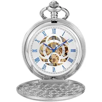 Tiong Glatte Herren Taschenuhr mit Kette Klassische mechanische Handaufzieh Taschenuhr Steampunk Taschenuhr für Herren mit Geschenkbox