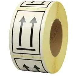 Warn- und Hinweisetiketten 75x105mm, aus Papier weiß, mit Symbol Oben (Pfeile)