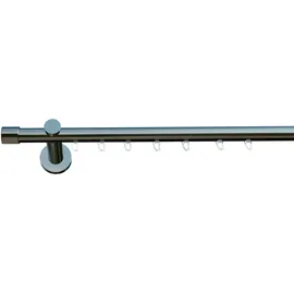 INDEKO Gardinenstange INDEKO "Consul", silber (chrom, glanz), L:130cm Ø:20mm, Aluminium, Gardinenstangen, Innenlauf Komplett-Set inkl. Gleitern und Montagematerial