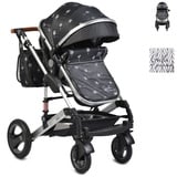 Moni Kinderwagen Gala Premium Tragetasche Sportsitz Wickeltasche Sitz umkehrbar schwarz