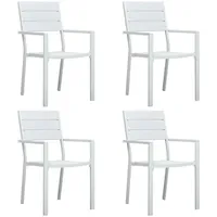vidaXL Gartenstühle HDPE 62 x 55,5 x 88,5 cm weiß/holzoptik 4 St.