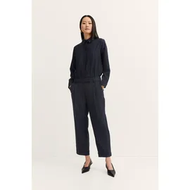Bugatti Bundfaltenhose "elegant", Damen, Gr. 40, Normalgrößen, 390, marine, 63% Polyester, 34% Viskose, 3% Elasthan, unifarben, normal, Hosen, mit Nadelstreifen und Stretch