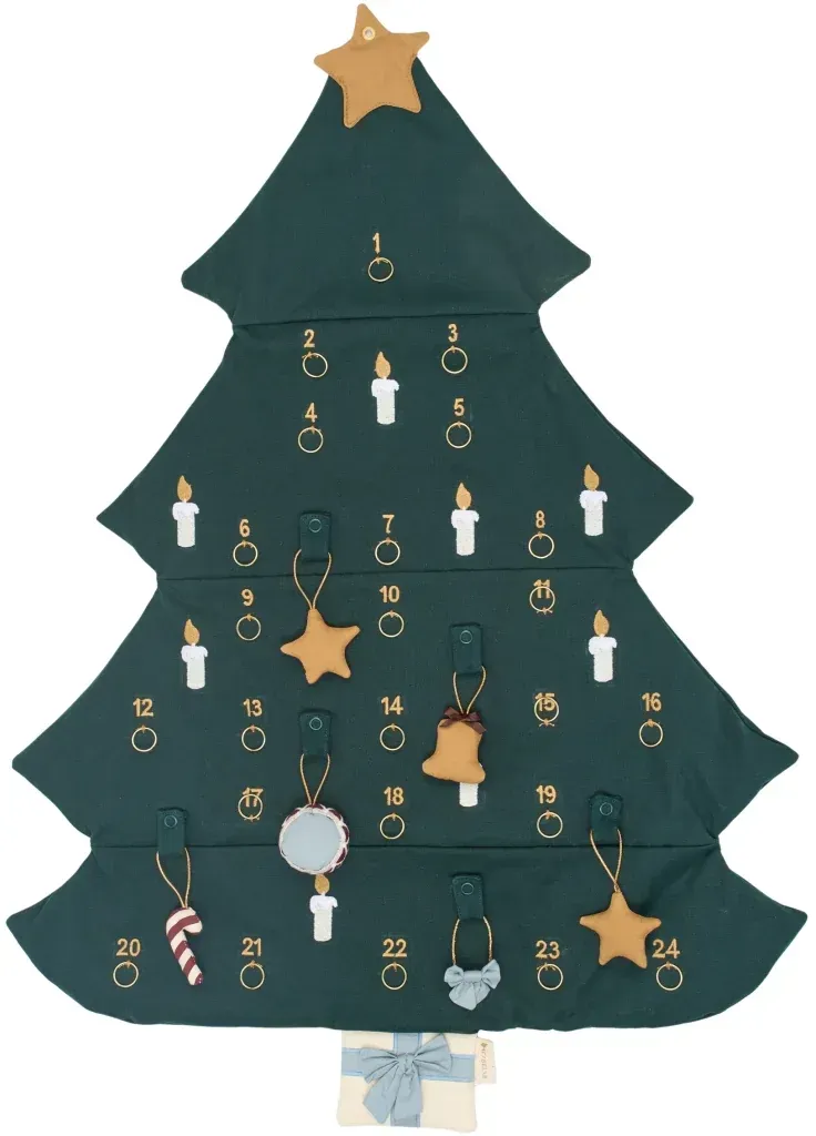 Adventskalender Weihnachtsbaum zum Aufhängen mit 24 Haken, Stoff Seedpearl - Fabelab - Wanddekoration, wiederverwendbar
