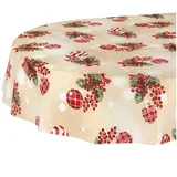 ANRO Tischdecke Weihnachten abwaschbare Weihnachtstischdecke (Einzelstück 1-tlg), Schmutzabweisend Weihnachten Beige Oval 200x140cm beige Oval | 140 cm x 200 cm