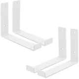ML-Design 4 Stück Regalhalterung 20x4x14 cm Weiß aus Metall 8 Zoll L-Form