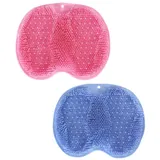 RQzaufania 2-Teiliges Fußschrubber für die Dusche, Fußreiniger Massagematte mit Rutschfester Absaugung, Reinigt, Peelt, Massiert Ihre Füße ohne Bücken (Blau & Pink)