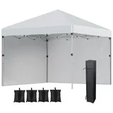 Outsunny Faltpavillon 2,97 x 2,97 m, Gartenpavillon mit Seitenwänden,