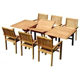 aleos TEAK Set 7-tlg. Braun