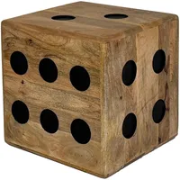 FineBuy Sitzwürfel Mango Massivholz 41 x 41 x 41 cm Braun