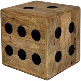FineBuy Sitzwürfel Mango Massivholz 41 x 41 x 41 cm Braun