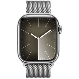 Apple Watch Series 9 GPS + Cellular 41 mm Edelstahlgehäuse silber, Milanaise Armband silber One Size