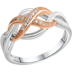 Zeeme Silber Ring Silber 925 zweifarbig mit Unendlichkeits-Motiv