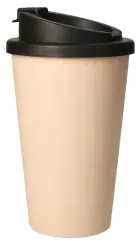 Bio Kaffeebecher Mehrwegbecher Premium Deluxe, 0,35 Liter, Doppelwandiger Thermobecher mit verschraubbarem Deckel, 1 Stück, Farbe: aprikose