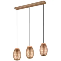 XXXLutz Xxxl Pendelleuchte Bidar, Braun, Gold, Holz, Metall, 15x150x71 cm, Lampen & Leuchten, Innenbeleuchtung, Hängelampen, Pendelleuchten