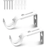 FUGLUS 2 Stück Gardinenstange Halterungen, Verstellbare Gardinenstangenhalterungen, Gardinenstangen Halterung, Metall Wandhalterung Vorhangstangen Halterungen für Gardinenstangen 25mm(weiß)