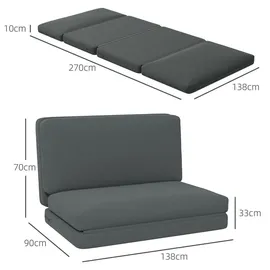 Homcom Bodensessel 3-in-1 Polyester 138 x 60 x 270 cm Dunkelgrau