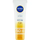 NIVEA UV Face Q10 Anti-Age, 0% weiße Rückstände (50 ml), Q10 Sonnencreme für das Gesicht, UV-Gesichtscreme, Anti-Aging-Creme mit SPF50, Verpackung kann variieren