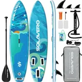 SOLAVERO Stand Up Paddling Board mit Allem Zubehör, Aufblasbares SUP Board Set mit 83 cm Extra Breit, 335 cm Paddleboard für 2 Personen/Familien, Stand Up Paddle für Anfänger, Tragkraft 200 kg