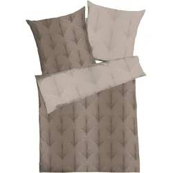 Wendebettwäsche KAEPPEL "Ikone", braun, B/L: 135cm x 200cm, , Feinbiber, B/L: 80cm x 80cm, Feinbiber, Obermaterial: 100% Baumwolle, Bettwäsche