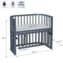 babybay Beistellbett Maxi Comfort Plus Holz Grau