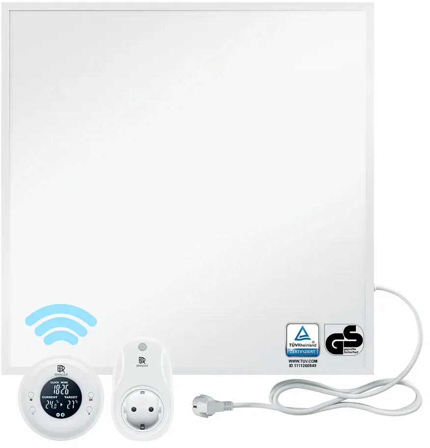 Bringer® Infrarotheizung - 300 (BRIH300) / BRTF: Funk Thermostat und Fernbedienung / Weiß
