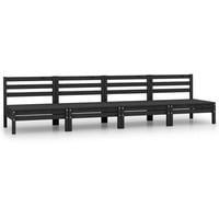 vidaXL 4-tlg Garten-Lounge-Set Schwarz Massivholz Kiefer