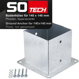 SOTech Bodenanker Zum Aufschrauben 140 x 152 mm Silber/Stahl