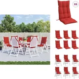 Hochlehner-Auflagen 6 Stk. Rot Oxford-Gewebe - Hochlehner Auflagen - Gartenstuhlkissen - Sitzkissen - Gartenmöbel Zubehör - Oxford Stoff