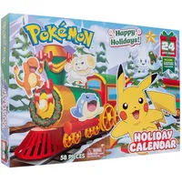 Bandai Pokemon Adventskalender Pokémon-16 Figuren Überraschungen 5 cm + 6 Elemente Deko zum Bauen auf Weihnachtsthematik WT00257, WT00257