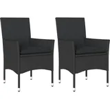 vidaXL Gartenstuhl mit Kissen 55 x 65 x 23,5 cm schwarz 2 St.