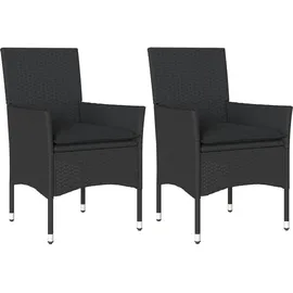 vidaXL Gartenstuhl mit Kissen 55 x 65 x 23,5 cm schwarz 2 St.