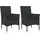vidaXL Gartenstuhl mit Kissen 55 x 65 x 23,5 cm schwarz 2 St.