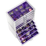 ProCase Acryl Schmuck Organizer Schmuckschatulle für Damen Durchsichtige Schmuckaufbewahrung Schmuckkästchen Schmuckbox mit 10 Schubladen für Ohrringe, Ringe, Armbänder -Lila