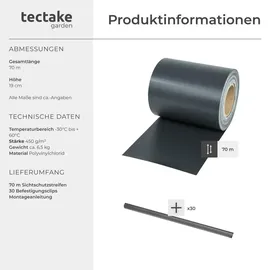 Tectake Sichtschutzstreifen 7000 x 19 cm grau PVC