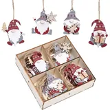 VALERY MADELYN Holz Weihnachten Anhänger 24 Stück 6cm Baum Weihnachtsdeko Netter Weihnachtsmann Anhänger Weihnachtsbaumschmuck Traditionelles Thema Rot Weiß Weihnachtsdekoration