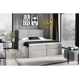 Fun Möbel Boxspringbett Schlafzimmerbett HUDSON 180x200cm in Stoff Fresh Hellgrau
