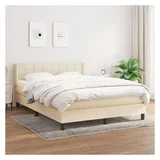 vidaXL Boxspringbett mit Matratze Creme 140x200 cm Stoff