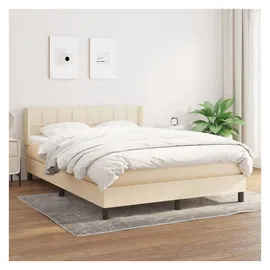 vidaXL Boxspringbett mit Matratze Creme 140x200 cm Stoff