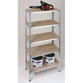 SCHULTE Regalwelt Schwerlastregal 5 Holzböden, 180x90x40 cm (HxBxT), Traglast pro Ebene 175 Kg, verzinkt, Lagerregal,