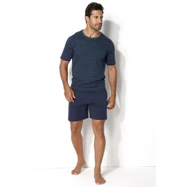 LE JOGGER le jogger® Pyjama, (4 tlg., 2 Stück), Schlafanzug im Streifendesign le jogger® petrol, marine
