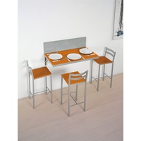 ASTIMESA Wandtisch Küchentisch, Metall Glas Holz, orange, 90x50 cms ó 90x30 cms