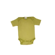 cosilana Baby Kurzarm-Body aus Bio Wolle / Seide Uni Grün 86/92
