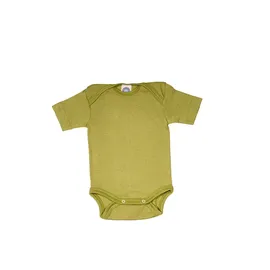 cosilana Baby Kurzarm-Body aus Bio Wolle / Seide Uni Grün 86/92