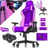 Kesser KESSER® Gaming Stuhl Ergonomisch Bürostuhl mit Kopfstütze & Lendenkissen Racing Gamer Stuhl 150kg belastbar Armlehne 360° Drehbarer Schreibtischstuhl Gaming Chair + Gummi-Rollen