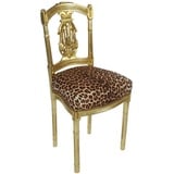 Casa Padrino Barock Damen Stuhl Leopard / Gold 40 x 35 x H. 85 cm - Handgefertigter Antik Stil Stuhl - Barock Möbel