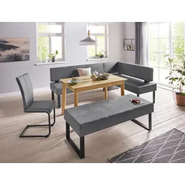 Home Affaire Eckbank HOME AFFAIRE "Oliver mit Metallgestell, Küchenbank", grau (grau, schwarz), B:180cm H:89cm T:140cm, Holzwerkstoff, Massivholz, Polyester, Sitzbänke, Eckbank, verschiedene Bezüge Cord Esszimmerbank OTTOs Choice