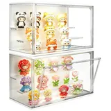 XERSEK Aufbewahrungsbox LED Vitrine Magnettür Spielzeugkiste Sammlervitrine Kosmetikorganizer (Set, 2 St., 36×22×18cm Stapelfähig), 3 Ebenen Displaybox mit Stufen-Steckboden